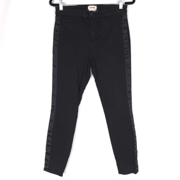 L'AGENCE Women's Pants Jeans Size 29 Satin Tuxedo Coated Black USA🇺🇸MADE - Picture 1 of 13